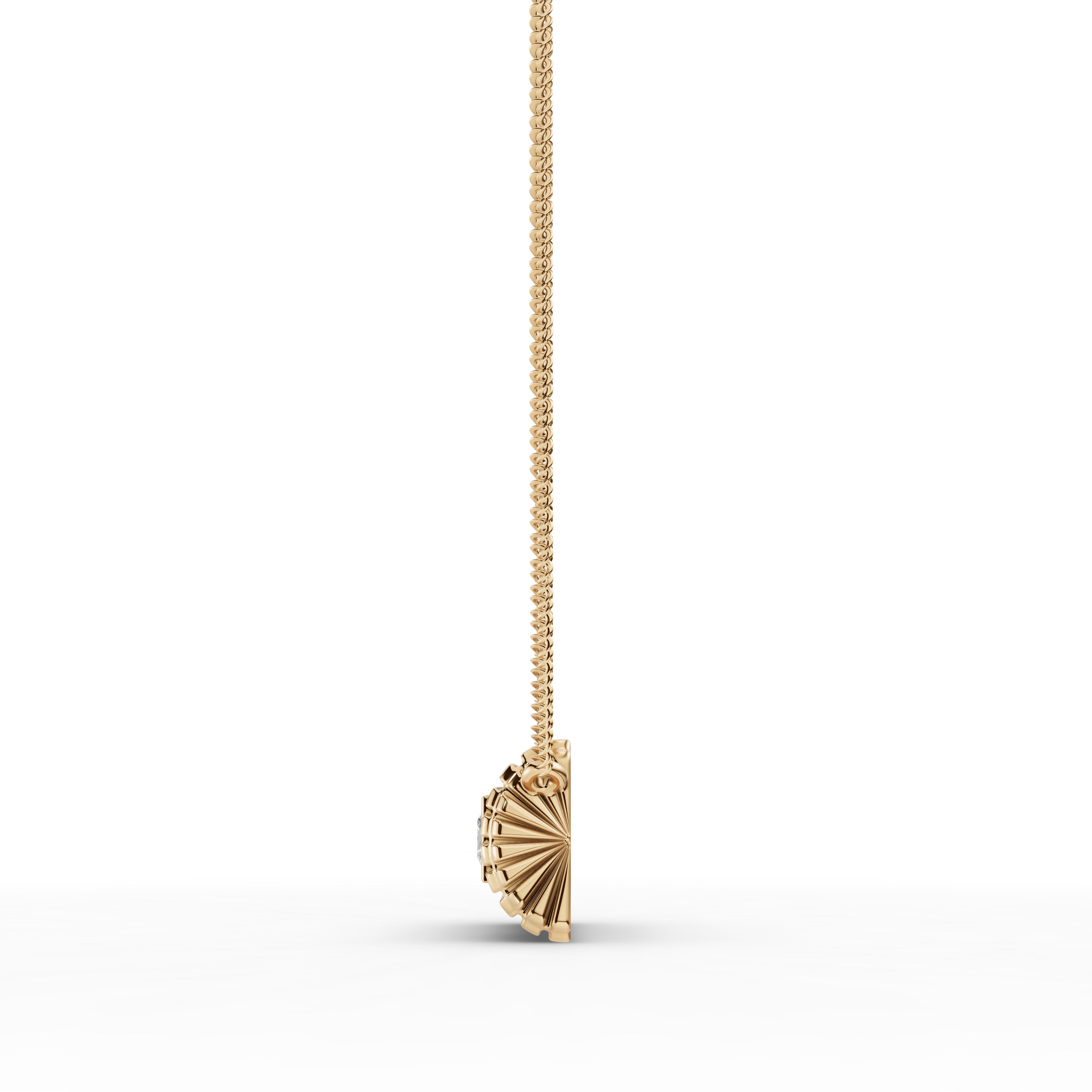 Lettre Douce Necklace with Diamond, straight-on view down the chain to the pendant #Gemstone_Diamond