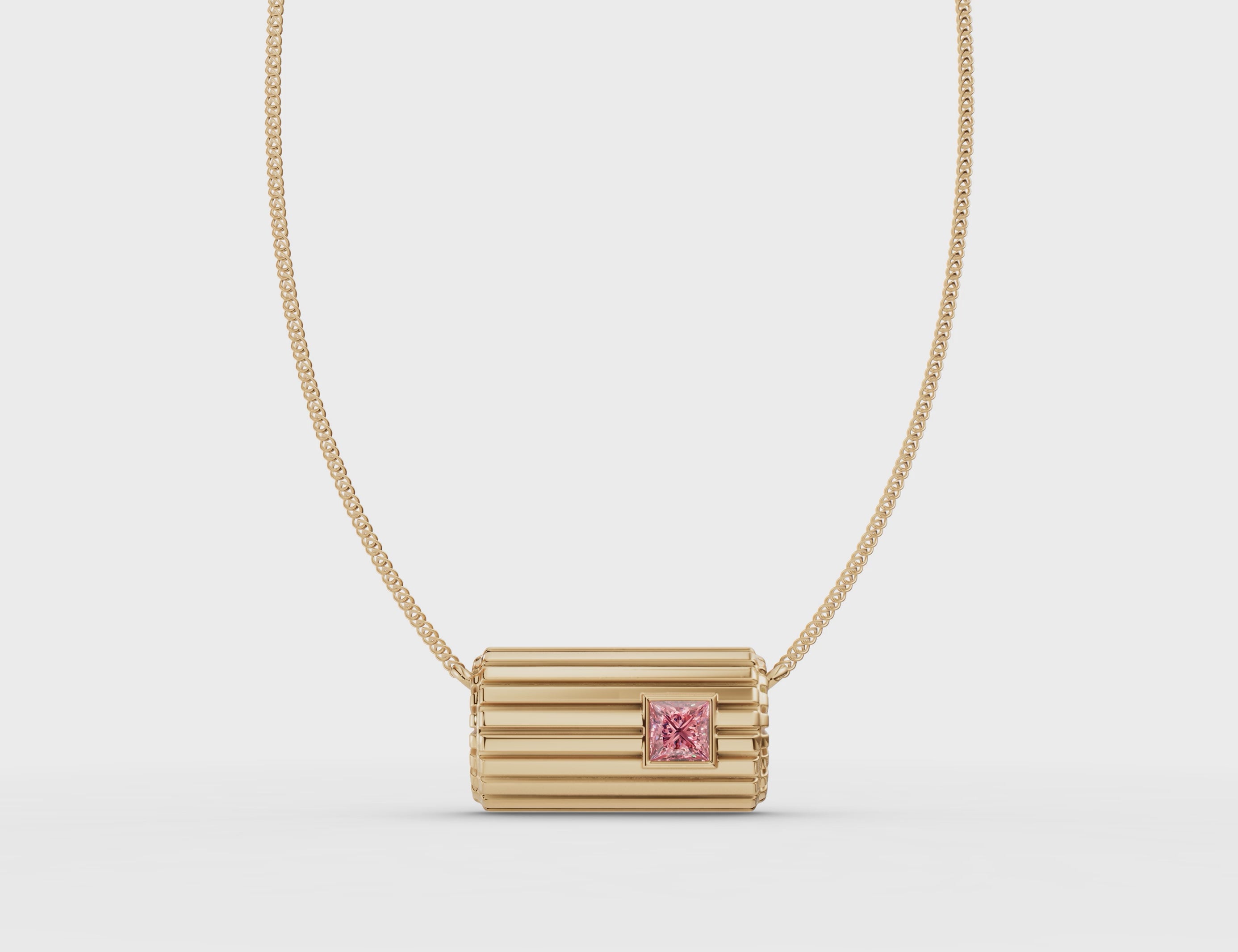 Lettre Douce Necklace, Pink Tourmaline #Gemstone_Pink Tourmaline