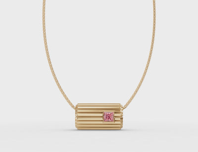 Lettre Douce Necklace, Pink Tourmaline #Gemstone_Pink Tourmaline